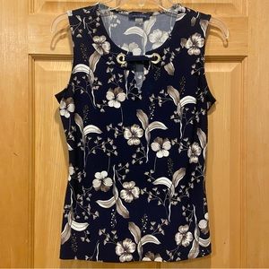 Tommy Hilfiger Navy Blue Floral Blouse - Size Small